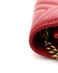 Calfskin Matelasse GG Marmont Chain Wallet Hibiscus Red