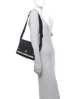 Coated Canvas Calfskin Vintage Check Medium Note Crossbody Bag Black