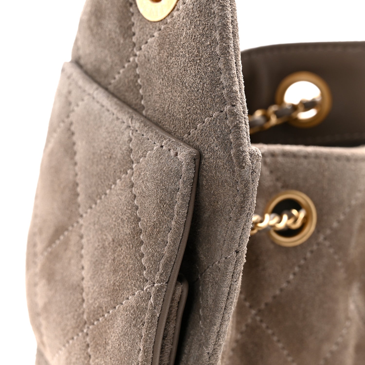 Suede Quilted Mini CHNL 25 Handbag Dark Grey