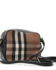 Giant Check Calfskin Large Camera Bag Black