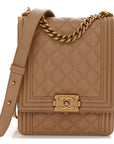 Caviar Quilted North South Boy Flap Beige