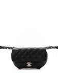 Calfskin Quilted CC Uniform Flap Belt Bag Black