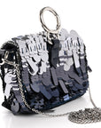 Sequin Paillettes Shiny Nappa Sex and the City Nano Maxi Buckle Baguette Charm Blue