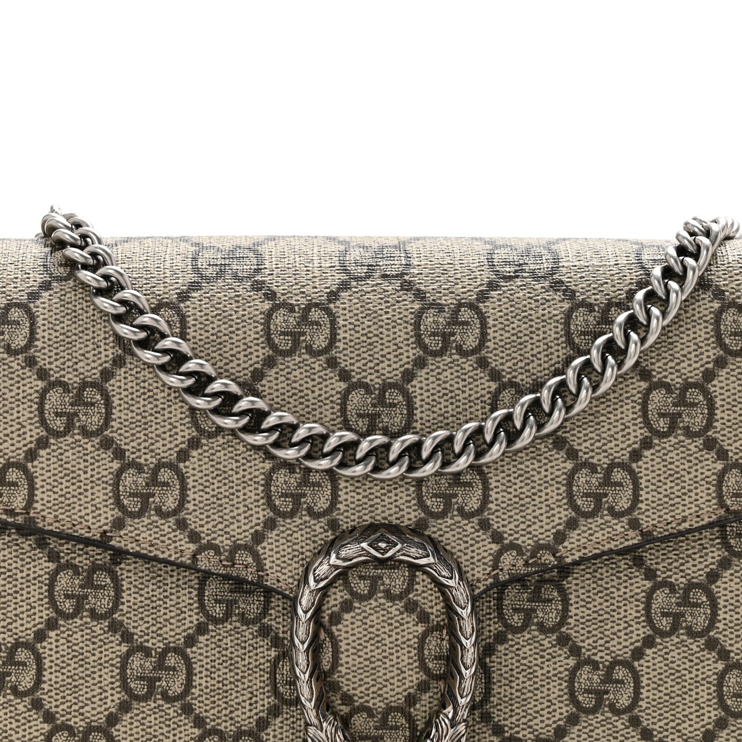 GG Supreme Monogram Mini Dionysus Chain Wallet Beige Taupe