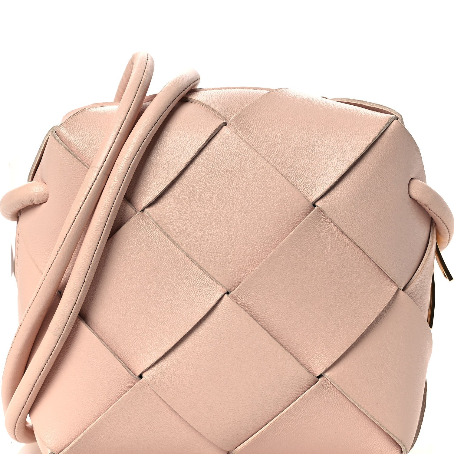 Lambskin Maxi Intrecciato Mini Cassette Camera Bag Macaroon