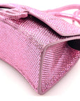 Strass Suede Hourglass Top Handle Bag XS Pink