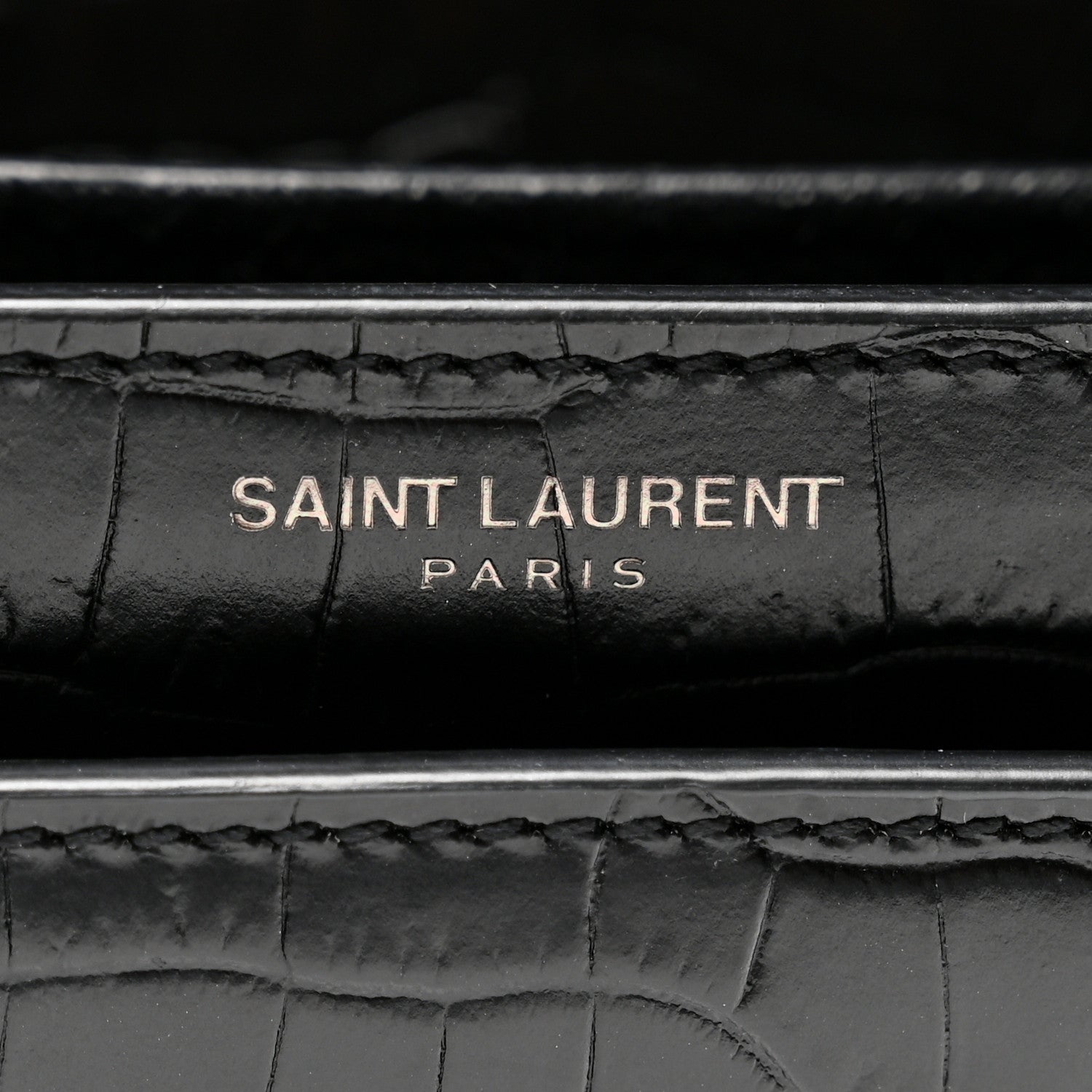 Calfskin Crocodile Embossed Medium Monochrome Monogram Sunset Black