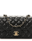 Lambskin Quilted Mini Rectangular Flap Black