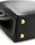 Natural Smooth Calfskin Small Rodeo Top Handle Handbag Black