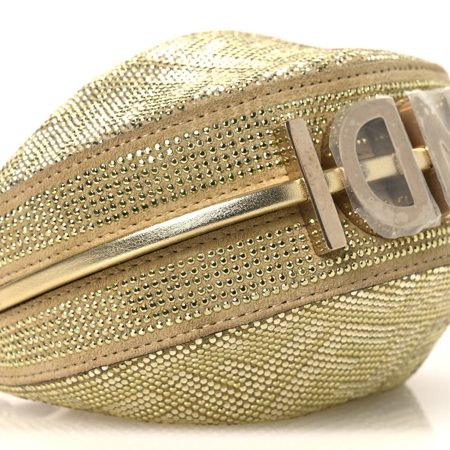 Crystal Vitello Laminato Suede FF Nano FNDIgraphy Hobo Bag Platino