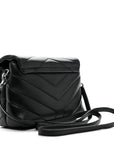 Calfskin Y Quilted Monogram Toy Loulou Crossbody Bag Black