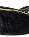 Crushed Velvet Logo Embossed XXS Souvenir Belt Bag Black