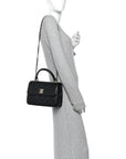 Lambskin Quilted Small Trendy CC Dual Handle Flap Bag Black