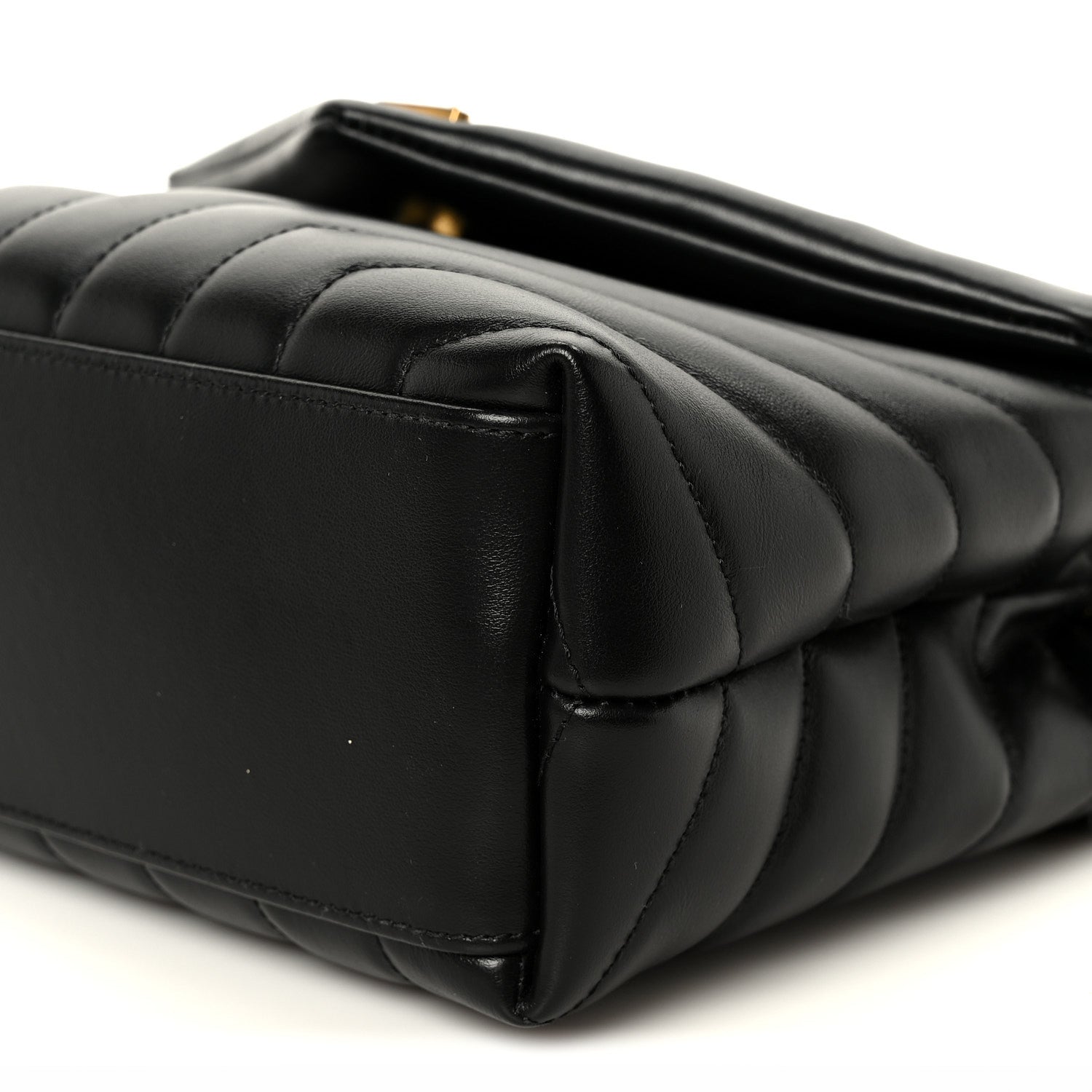 Calfskin Y Quilted Monogram Small Loulou Chain Satchel Black