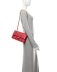 Iridescent Caviar Quilted Medium Double Flap Red