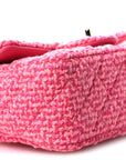 Wool Tweed Quilted Mini Rectangular Flap Dark Pink Fuchsia
