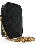Calfskin Matelasse Mini GG Marmont Crossbody Bag Black