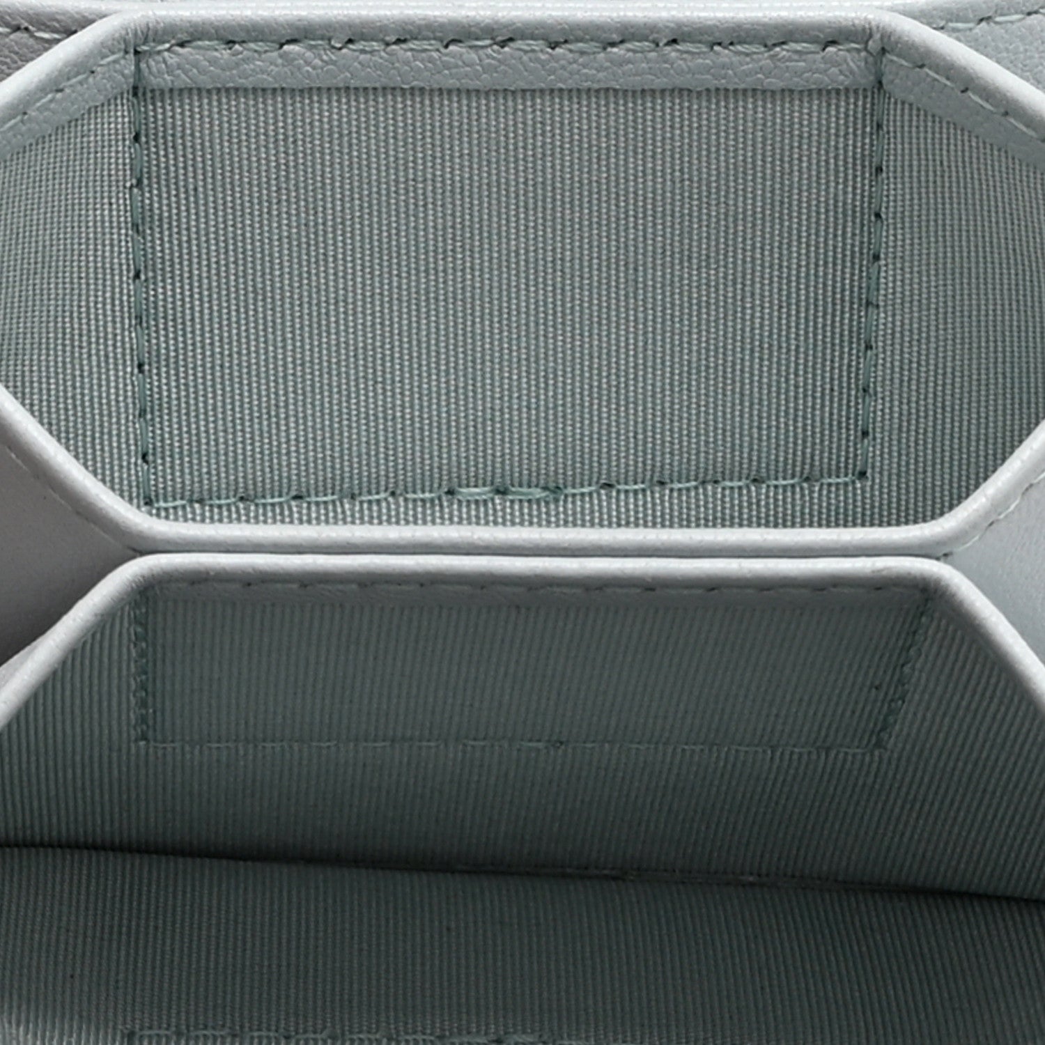 Lambskin Quilted CHNL 19 Flap Card Holder With Chain Light Blue