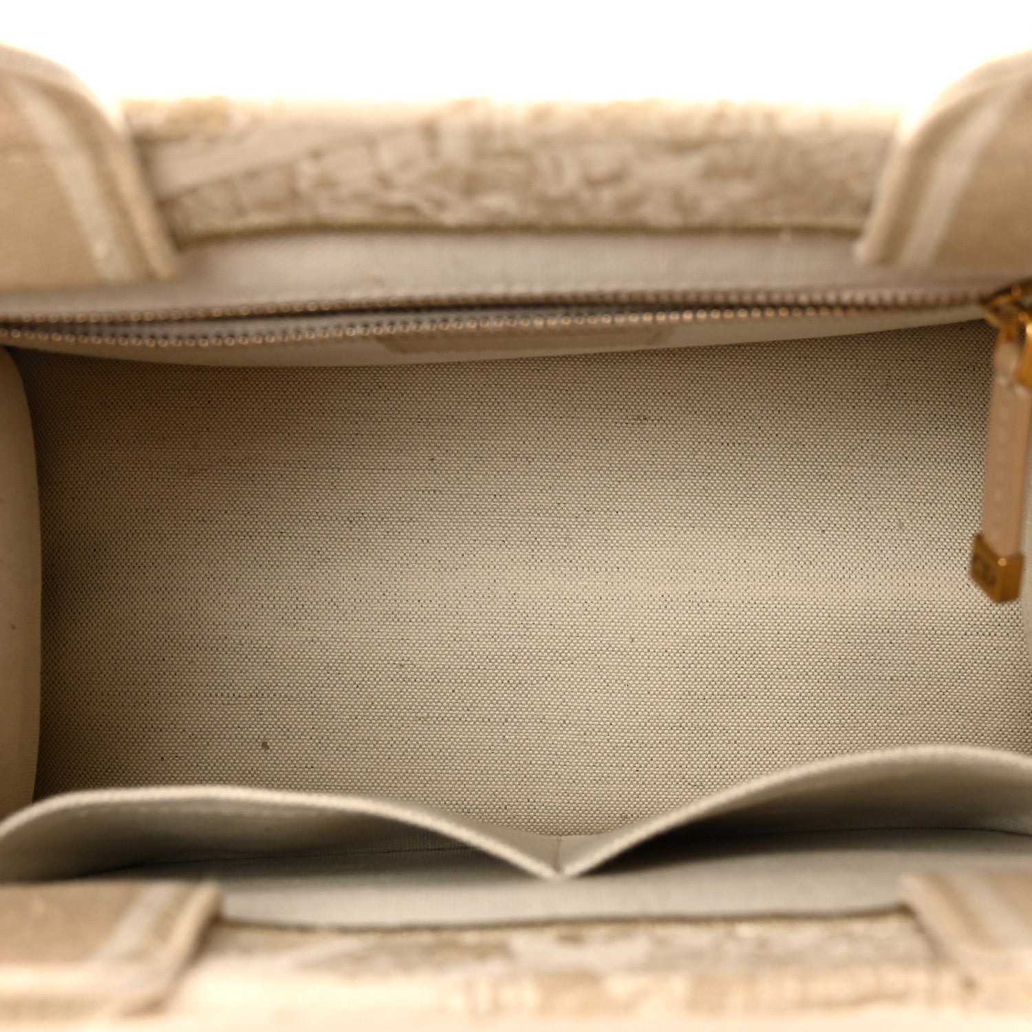 Canvas Calfskin Embroidered Small Plan De Paris Book Tote With Strap Beige