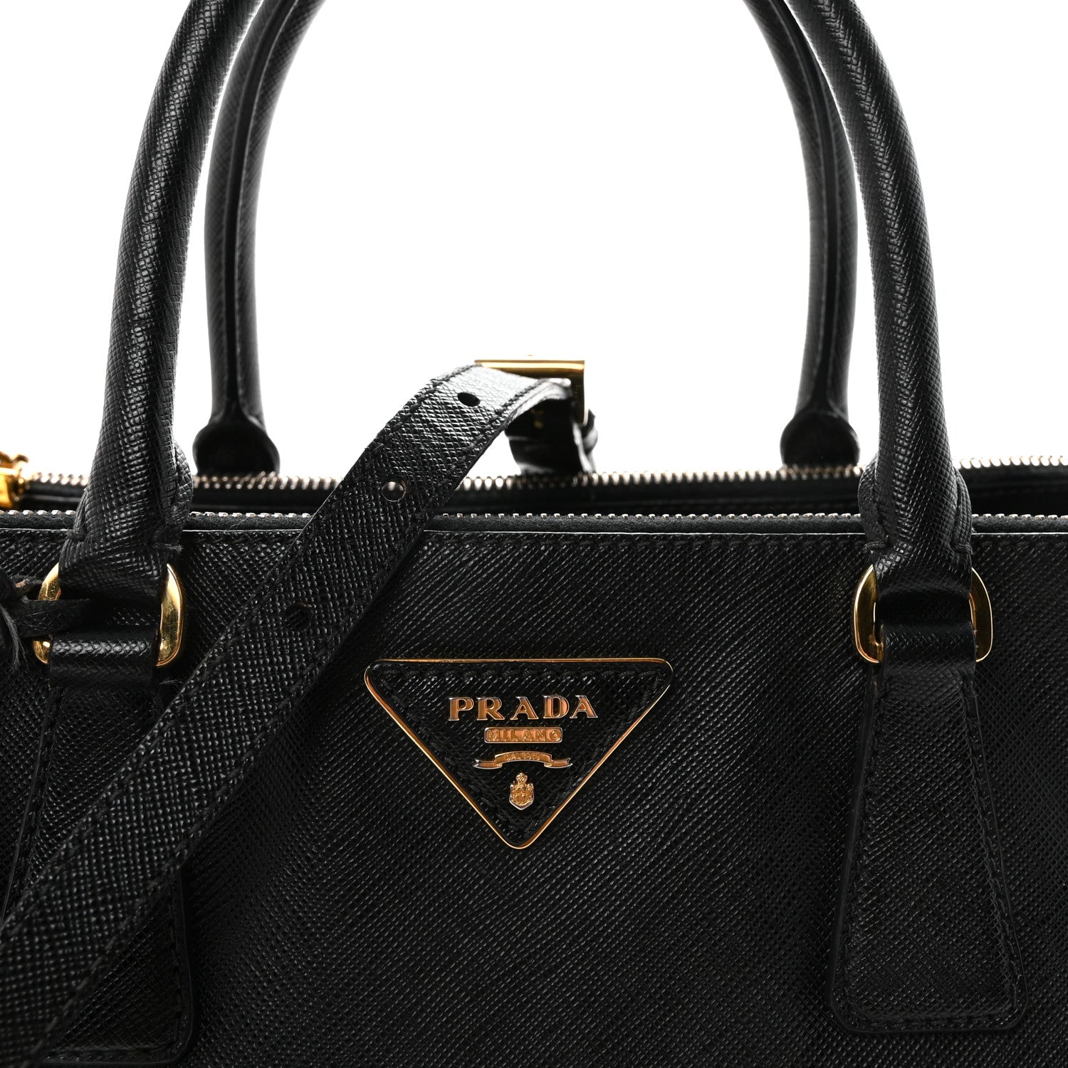 Saffiano Lux Small Galleria Double Zip Tote Black