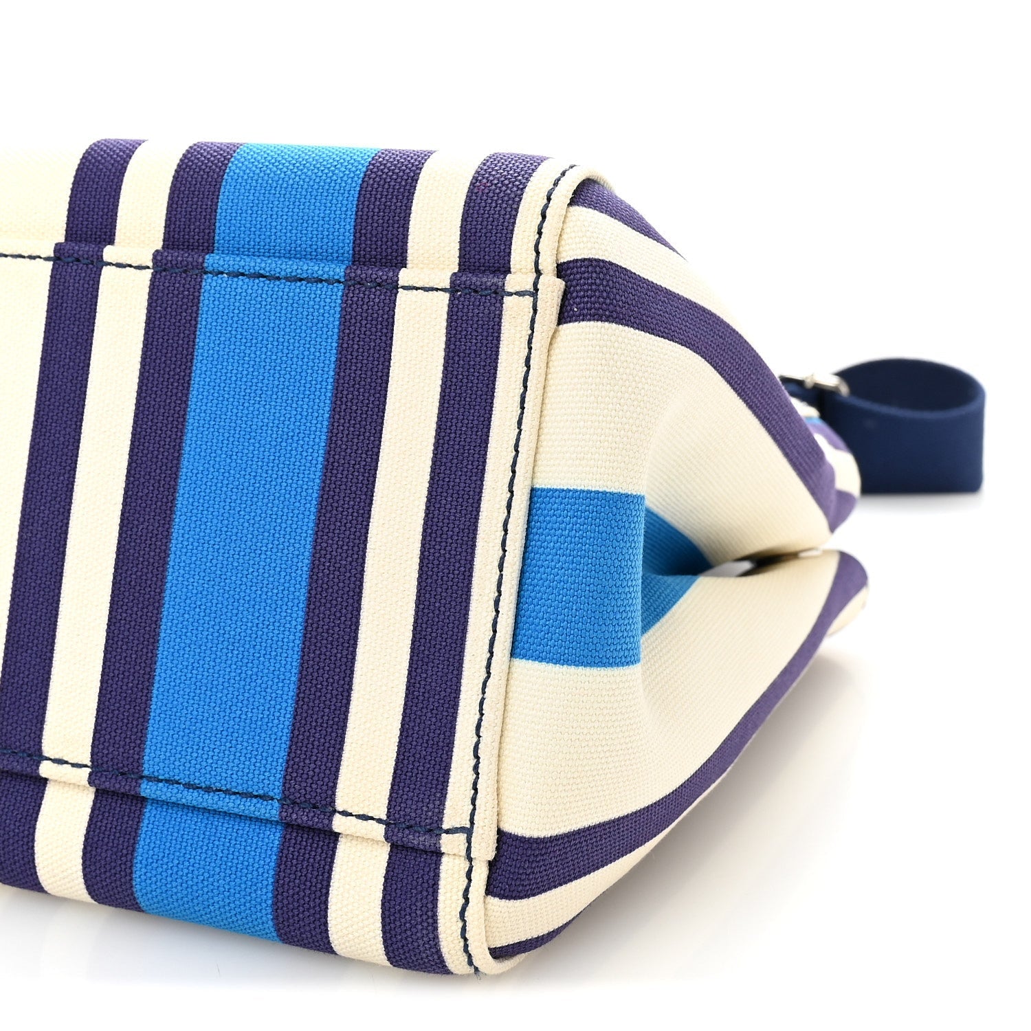 Canapa Vitello Striped Small Tote Turchese