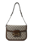 GG Supreme Monogram Horsebit 1955 Shoulder Bag Beige Brown Sugar