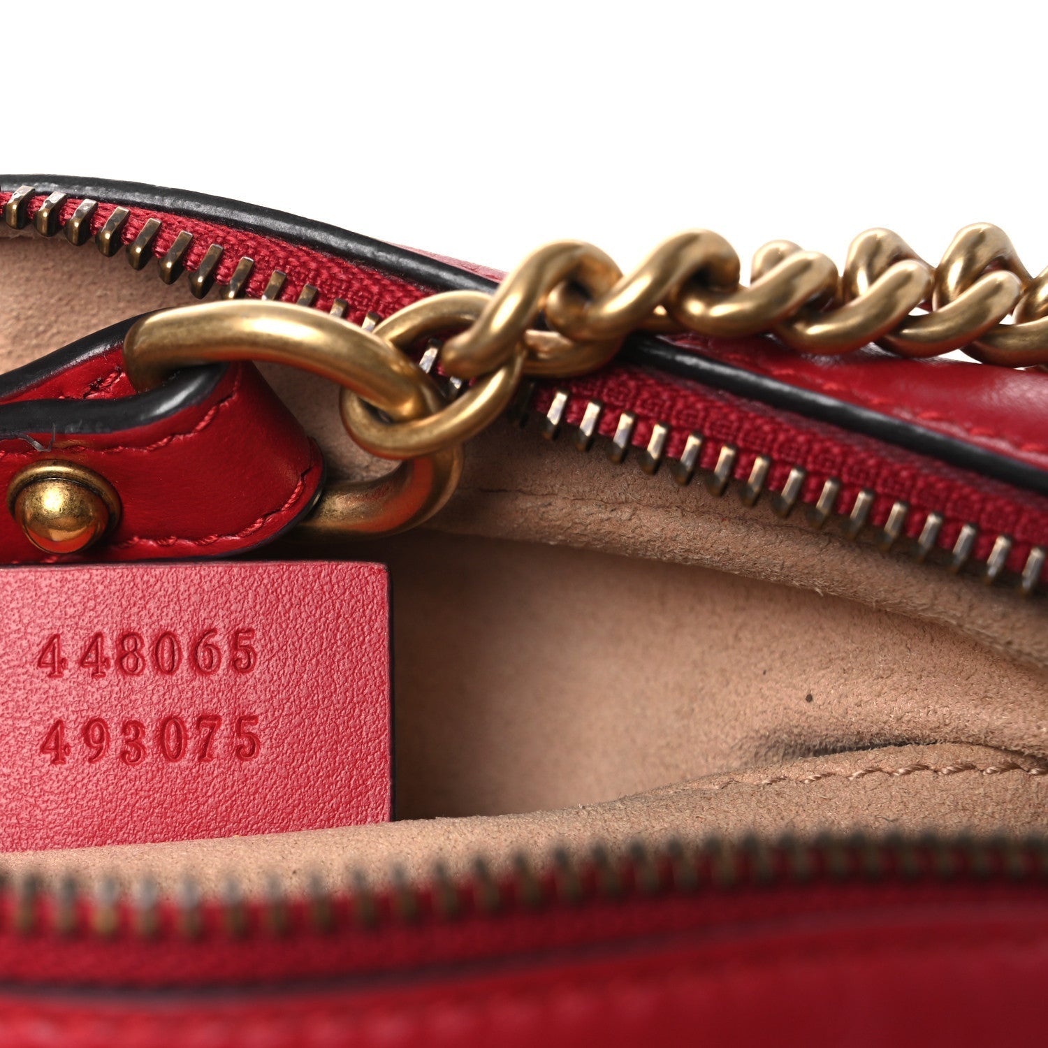 Calfskin Matelasse Mini GG Marmont Chain Shoulder Bag Hibiscus Red