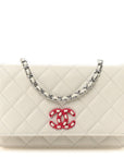 Caviar Quilted CHNL 19 Wallet On Chain WOC White Pink
