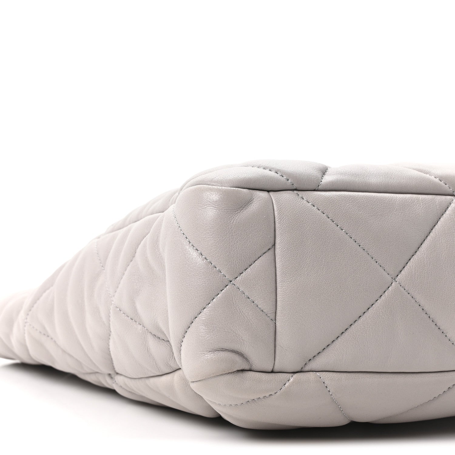 Lambskin Quilted CHNL 19 Shopping Bag Grey