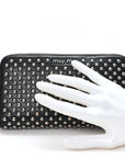 Nappa Metal Studded Zip Around Wallet Black