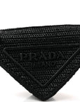 Yarn Raffia Effect Crochet Triangle Shoulder Bag Black