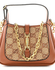 New Canvas Charisma Calfskin Crystal GG Monogram Mini Jackie 1961 Hobo Camel Ebony