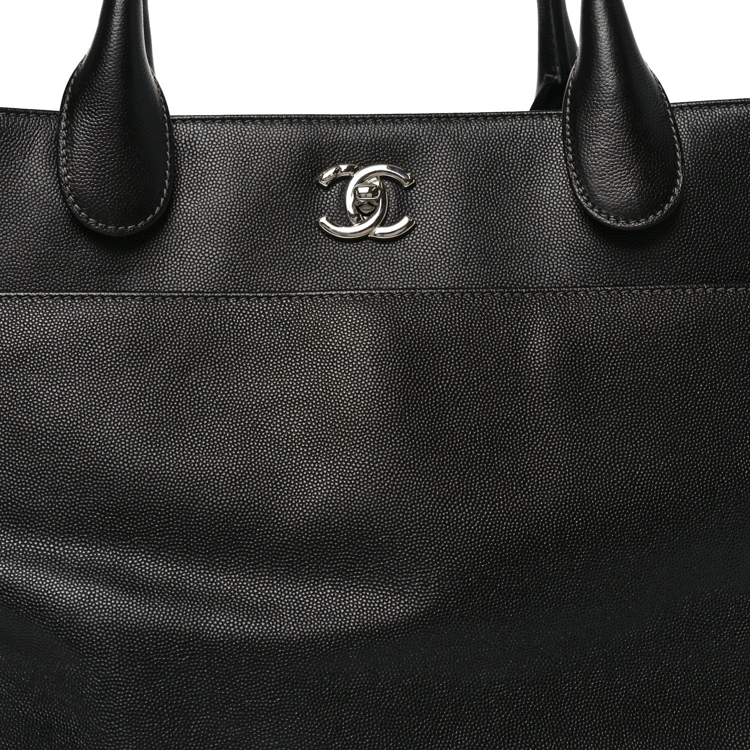 Caviar Medium Cerf Executive Shopper Tote Black
