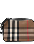 Giant Check Calfskin Large Camera Bag Black