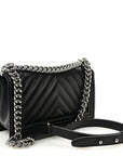 Lambskin Chevron Quilted Medium Boy Flap Black