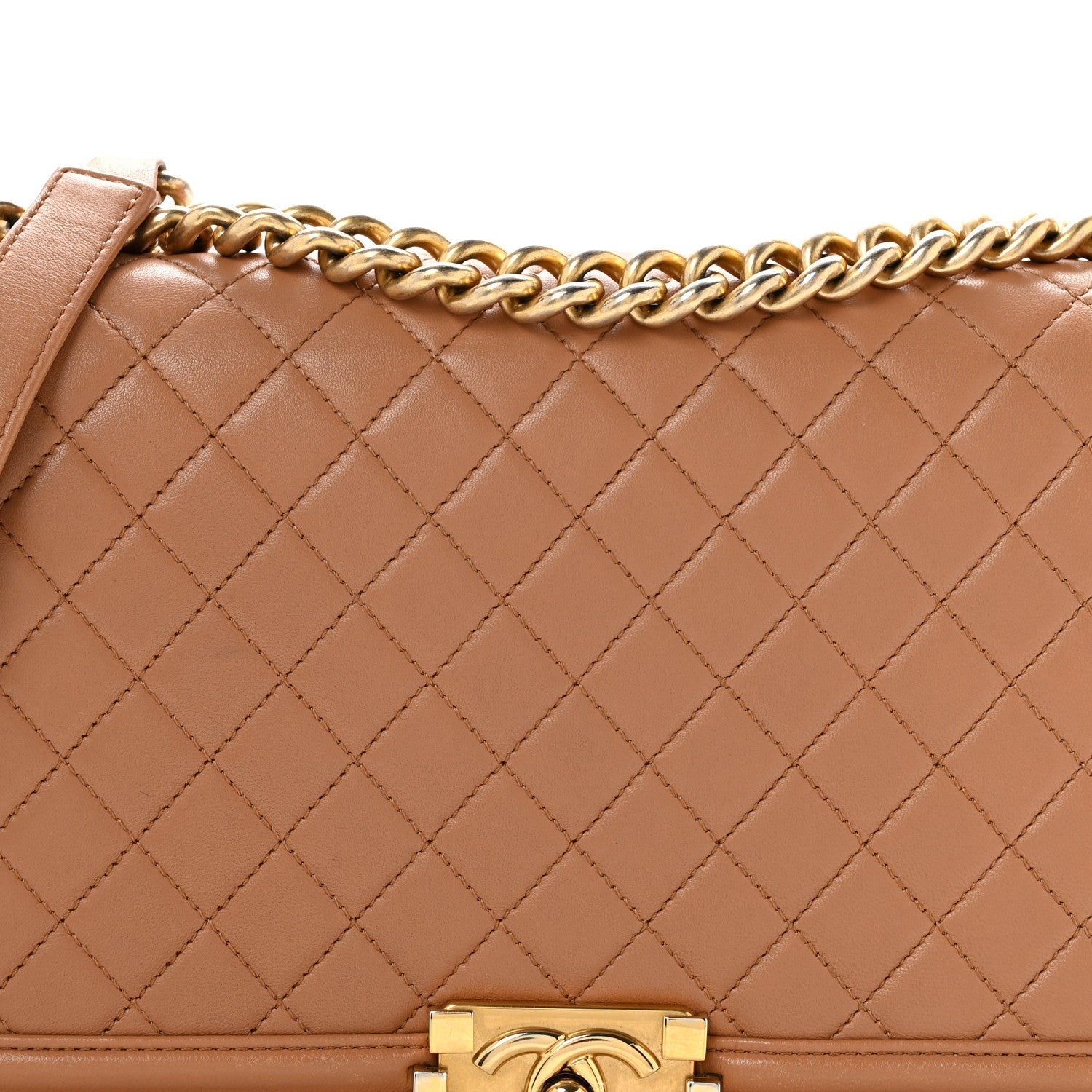 Lambskin Quilted New Medium Boy Flap Dark Beige