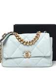 Lambskin Quilted Large CHNL 19 Flap Light Blue