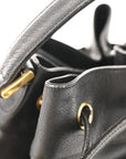 Caviar Quilted Drawstring Backpack Black