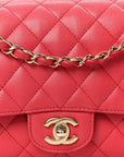 Caviar Quilted Medium Double Flap Dark Pink