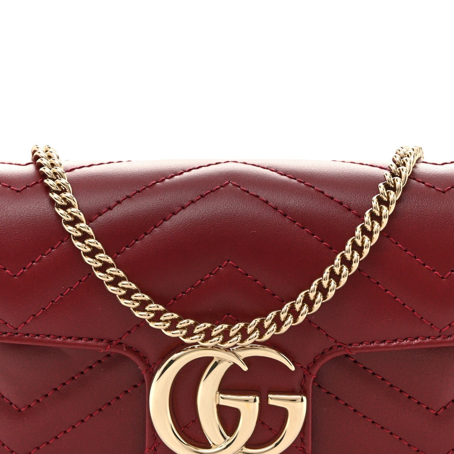Calfskin Matelasse Super Mini GG Marmont Shoulder Bag Rosso Ancora