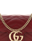 Calfskin Matelasse Super Mini GG Marmont Shoulder Bag Rosso Ancora