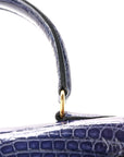 Shiny Alligator Mini Kelly Sellier 20 Bleu Roi