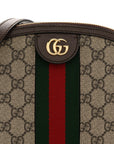 GG Supreme Monogram Textured Dollar Calfskin Web Small Ophidia Dome Shoulder Bag Beige Ebony New Acero