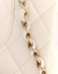 Caviar Quilted Medium Double Flap White