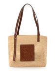 Raffia Small Square Basket Tote Bag Natural Tan