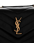 Calfskin Y Quilted Monogram Small Loulou Chain Satchel Black