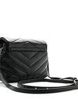 Calfskin Y Quilted Monogram Toy Loulou Crossbody Bag Black