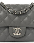 Caviar Quilted Mini Rectangular Flap Grey