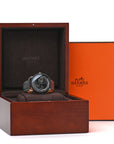 Platinum Titanium Alligator 43mm Arceau Le Temps Voyageur Automatic Watch Noir