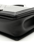 Lambskin Chevron Quilted Medium Boy Flap Black